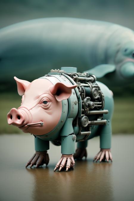 03061-1-mechanical pig, art by James Paick, photograph, Human 2000'S [Hedgehog_Television], background is [Mountain_Carport], [space_pon.png